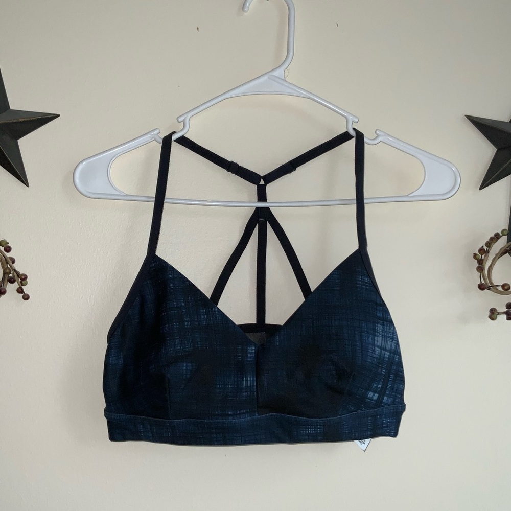 Blue Mesh Back Sports Bra